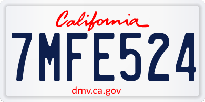 CA license plate 7MFE524