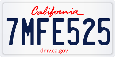 CA license plate 7MFE525
