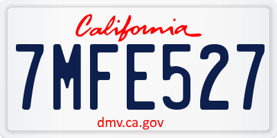 CA license plate 7MFE527