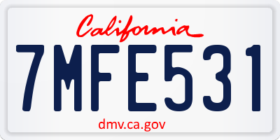 CA license plate 7MFE531