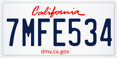 CA license plate 7MFE534