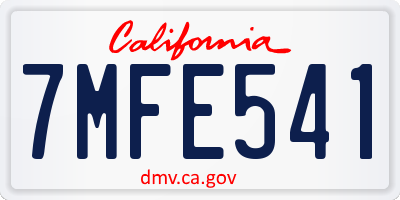 CA license plate 7MFE541