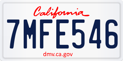 CA license plate 7MFE546