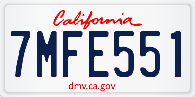 CA license plate 7MFE551