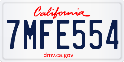 CA license plate 7MFE554