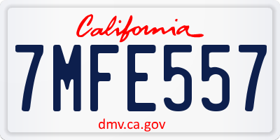 CA license plate 7MFE557