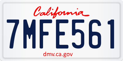 CA license plate 7MFE561
