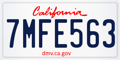 CA license plate 7MFE563