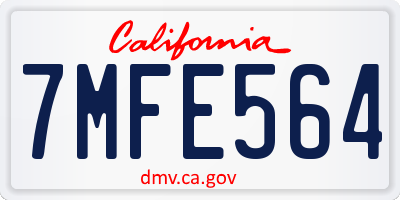 CA license plate 7MFE564