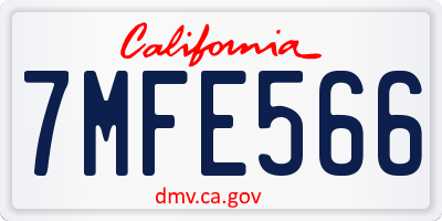 CA license plate 7MFE566