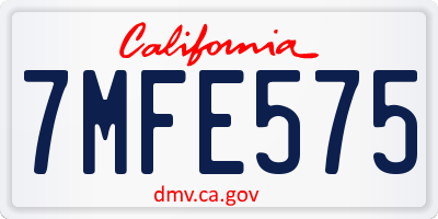 CA license plate 7MFE575