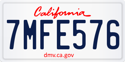CA license plate 7MFE576
