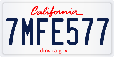 CA license plate 7MFE577
