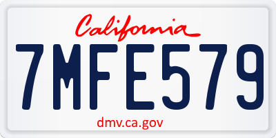 CA license plate 7MFE579