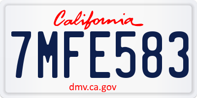 CA license plate 7MFE583