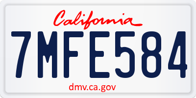 CA license plate 7MFE584