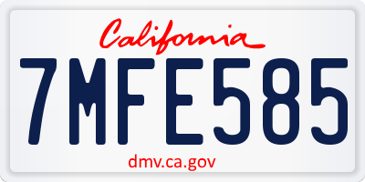 CA license plate 7MFE585