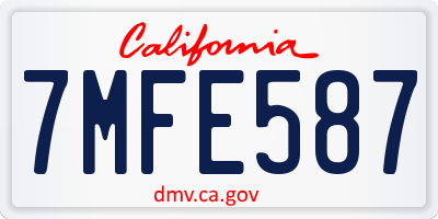 CA license plate 7MFE587