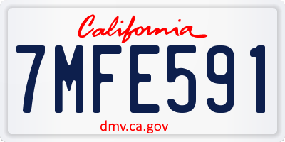 CA license plate 7MFE591