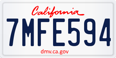 CA license plate 7MFE594