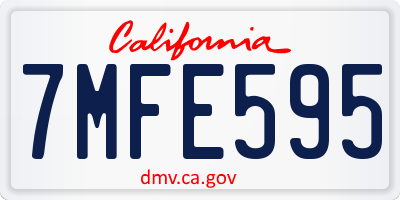 CA license plate 7MFE595