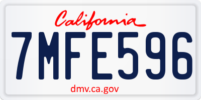 CA license plate 7MFE596