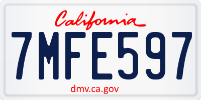CA license plate 7MFE597