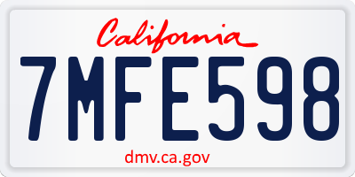 CA license plate 7MFE598