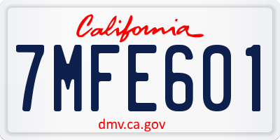 CA license plate 7MFE601