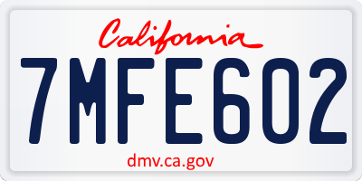 CA license plate 7MFE602