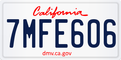 CA license plate 7MFE606
