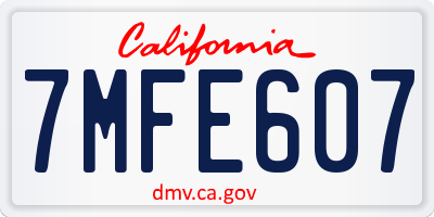 CA license plate 7MFE607