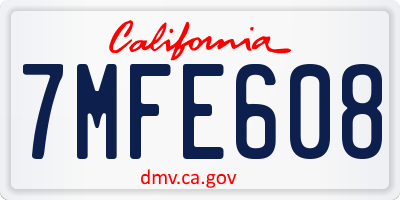 CA license plate 7MFE608