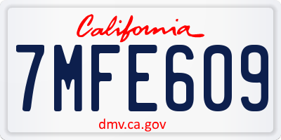 CA license plate 7MFE609