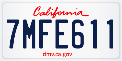 CA license plate 7MFE611