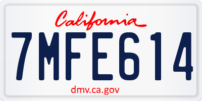 CA license plate 7MFE614