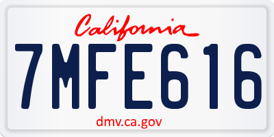 CA license plate 7MFE616