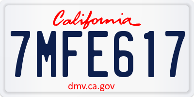 CA license plate 7MFE617