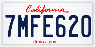 CA license plate 7MFE620