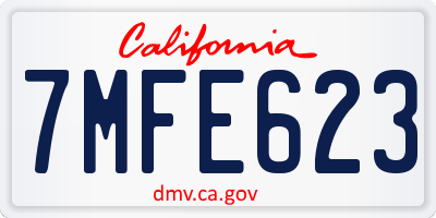 CA license plate 7MFE623