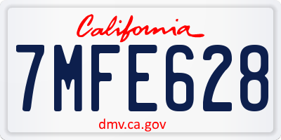 CA license plate 7MFE628