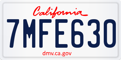 CA license plate 7MFE630