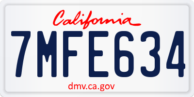 CA license plate 7MFE634
