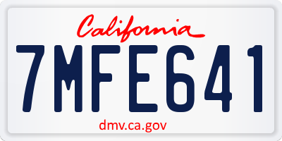CA license plate 7MFE641