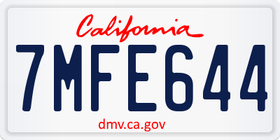 CA license plate 7MFE644