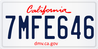 CA license plate 7MFE646