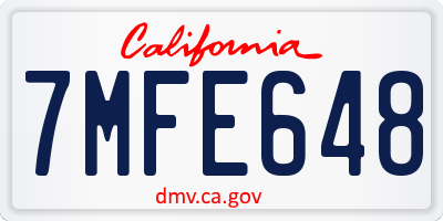 CA license plate 7MFE648
