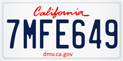 CA license plate 7MFE649