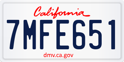 CA license plate 7MFE651