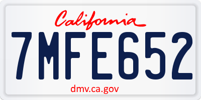 CA license plate 7MFE652